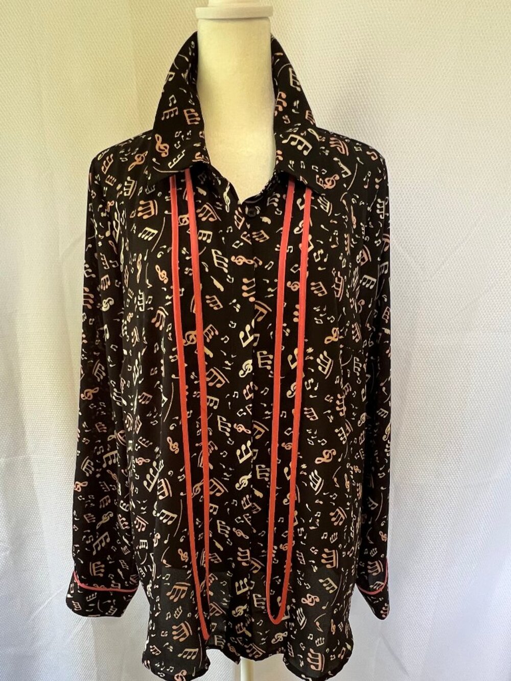 ModCloth Jazz Music Note Women's Blouse w/Tie - Picture 8 of 16